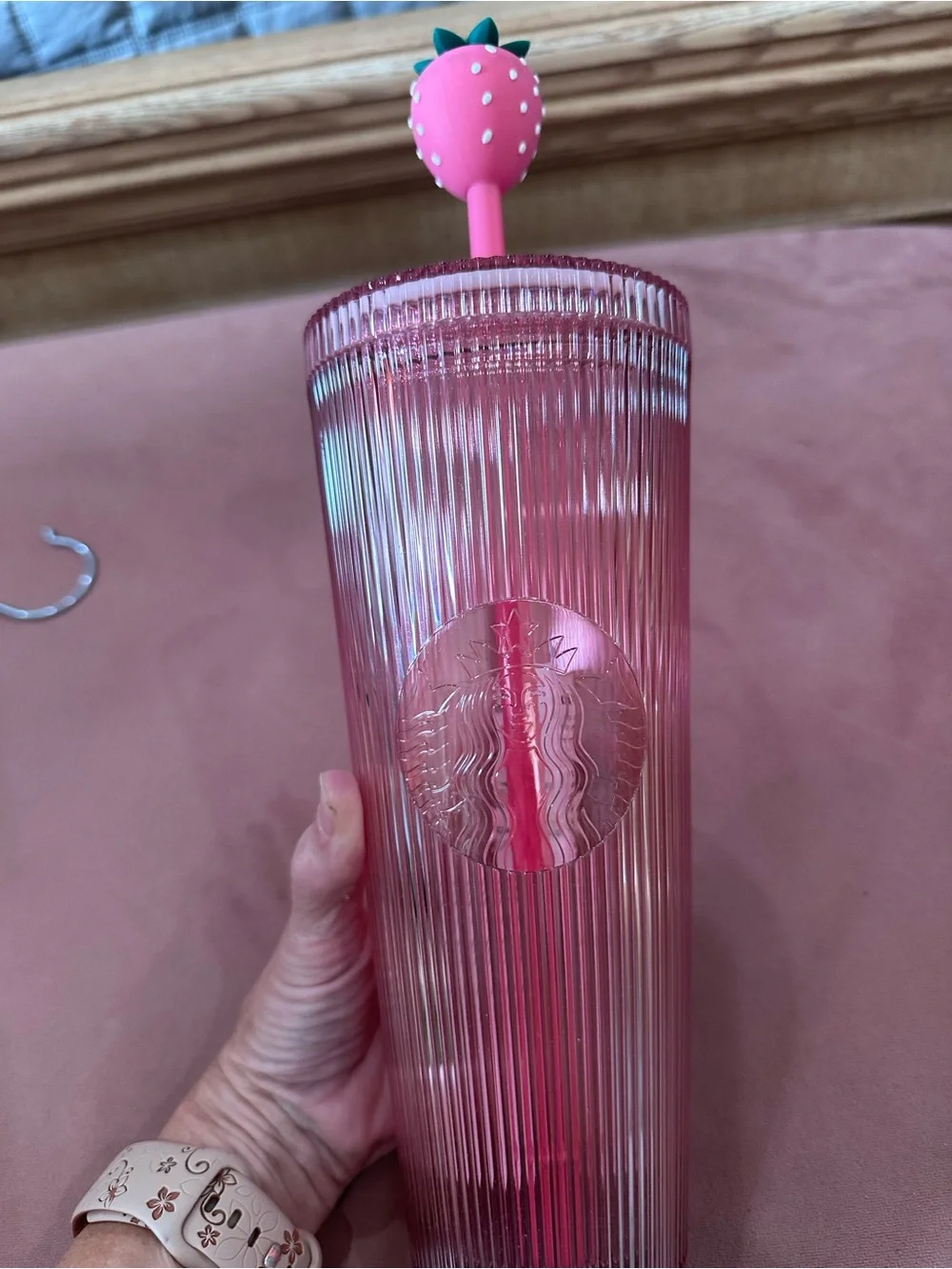 Starbucks Pink Strawberry Ribbed Tumbler 2026